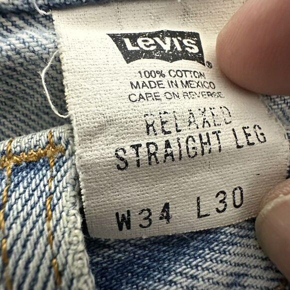 Vintage‎ LEVI'S 586 Distressed  Denim Blue Jeans Relaxed Straight Leg W34 L30 - Picture 6 of 13
